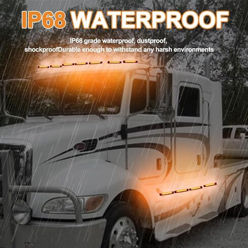 5-Pack 6LED Amber Cab Marker Roof Lights Clear Lens Waterproof for Volvo VNL 2003-2020 Trucks in Kuwait