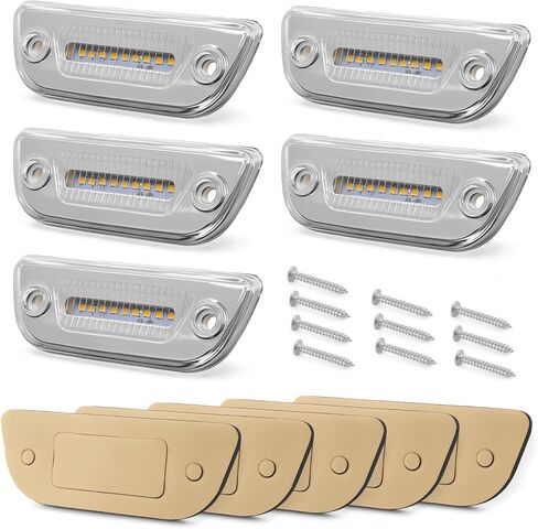 ملحقات لمصابيح تحديد كابينة الشاحنات الثقيلة Kenworth T680 T770 T880 وPeterbilt 579، 5 قطع 3LED لعلامة الكابينة أعلى السقف للجري، عدسات شفافة عاكسة للضوء، ضوء كهرماني فائق السطوع in Kuwait