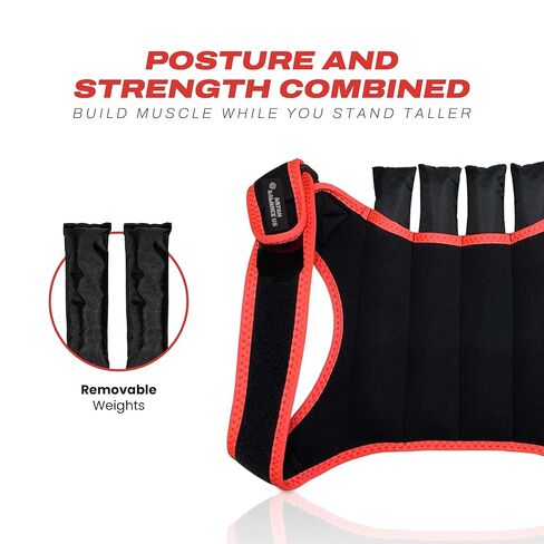 سترة مصحح الوضعية للنساء، أوزان قابلة للإزالة، مقاس قابل للتعديل - مصحح وضعية تمليس الظهر، تحسين الوضعية، بناء قوة الظهر - مصحح الوضعية المتقدم مع 4 أوزان لكل 0.5 رطل in Kuwait