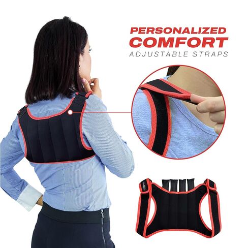 سترة مصحح الوضعية للنساء، أوزان قابلة للإزالة، مقاس قابل للتعديل - مصحح وضعية تمليس الظهر، تحسين الوضعية، بناء قوة الظهر - مصحح الوضعية المتقدم مع 4 أوزان لكل 0.5 رطل in Kuwait
