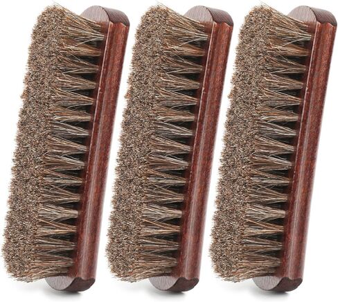 100% 7in Horsehair Shoe Brush Horse Hair Brush for Leather Boots Cleaning Polishing Buffing Shining Professional Shoe Shine Brush for Sneakers Jackets Sofas Bags Furniture Car Seats Leather Care Tool in Saudi Arabia