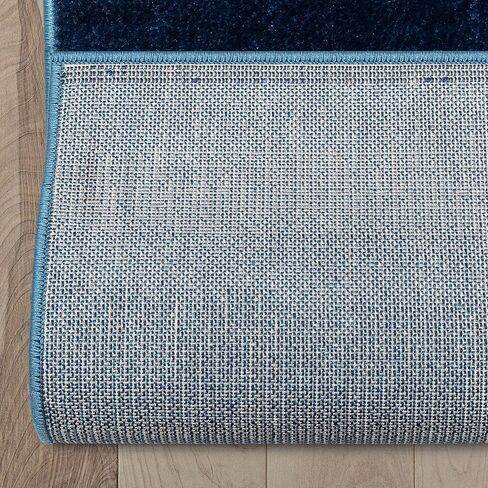 Well Woven Custom Size Hallway Stair Entry Runner- Choose Your Length - Modern Yaro Blue Abstract 26 Inches Wide x 16 Feet Long Runner (26" x 16') Rug in Saudi Arabia