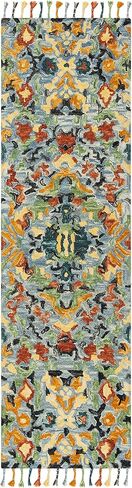 SAFAVIEH Blossom Collection Runner Rug - 2'3" x 8', Blue & Multi, Handmade Tassel Wool, Ideal for High Traffic Areas in Living Room, Bedroom (BLM452A) in Saudi Arabia