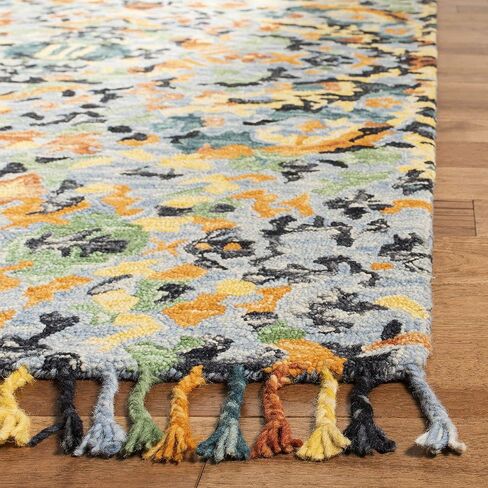 SAFAVIEH Blossom Collection Runner Rug - 2'3" x 8', Blue & Multi, Handmade Tassel Wool, Ideal for High Traffic Areas in Living Room, Bedroom (BLM452A) in Saudi Arabia