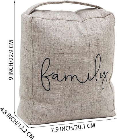 Paris Loft Weighted Fabric Door Stop with 'Family' Saying - Black, 4 lbs, 7.8 x 4.75 x 9 inches in Kuwait