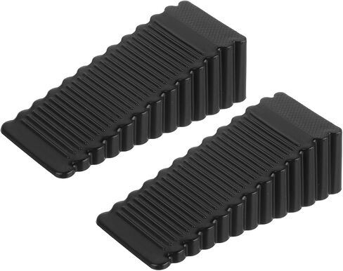 2 Pcs Door Stoppers for Bottom of Door, 28mm/1.10 Inch Door Stops, Rubber Door Stopper Wedge Anti Slip, Window Stopper Door Stackable, Black in Saudi Arabia