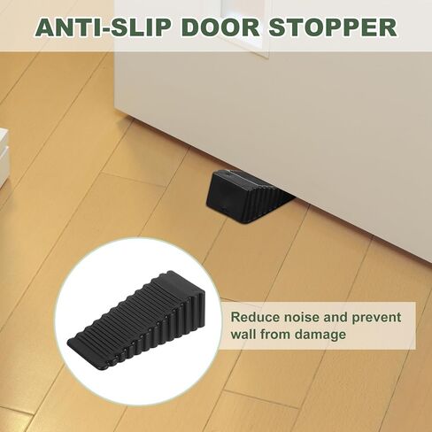 2 Pcs Door Stoppers for Bottom of Door, 28mm/1.10 Inch Door Stops, Rubber Door Stopper Wedge Anti Slip, Window Stopper Door Stackable, Black in Saudi Arabia