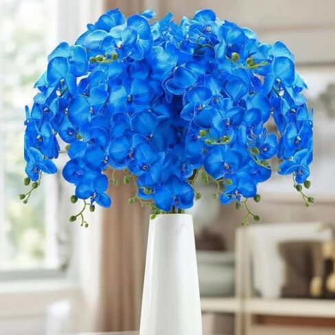 10 Pcs 36 Inch Blue Orchids Artificial Flowers Artificial Phalaenopsis Flowers Faux Orchid Stems Fake Flowers Arrangement for Tall Floor Vase Home, Wedding, Office in Saudi Arabia