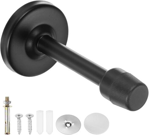 Door Stoppers, 5 Inch Stainless Steel Wall Mounted Long Door Stops with Plastic Rubber Bumper for Living Room/Bedroom/Bathroom, Sound Dampening Doorstop [Silver Tone] in Saudi Arabia