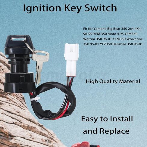 Ignition Key Switch Aftermarket Parts Fit for Yamaha Big Bear 350 2x4 4X4 96-99 YFM 350 Moto 4 95 YFM350 Warrior 350 96-01 YFM350 Wolverine 350 95-01 YFZ350 Banshee 350 95-01. in Saudi Arabia