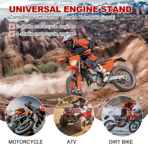 Motorcycle Engine Stand, for 2 Stroke or 4 Stroke Vertical-Type Single Cylinder Engines, Engine Stand for Motorcycle, ATV, Dirt Bike(Red) in Kuwait