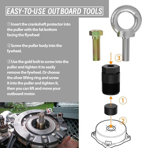 1PZ FPR-8SA 91-849154T1 Flywheel Puller Removal Tool 91-90455-1 Lift Ring Set Compatible with Mercury Mariner Force Yamaha Outboard Flywheel Puller Lifting Eye Tool in Saudi Arabia