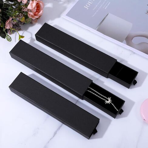 24 Pcs Jewelry Gift Box, LuxuryJewelry Gift Box Velvet-Lined, Compact Drawer Style for Earrings & Rings, Stylish Necklace Bracelet Organizer, 8.3x1.8x1 Inches, Black in Saudi Arabia