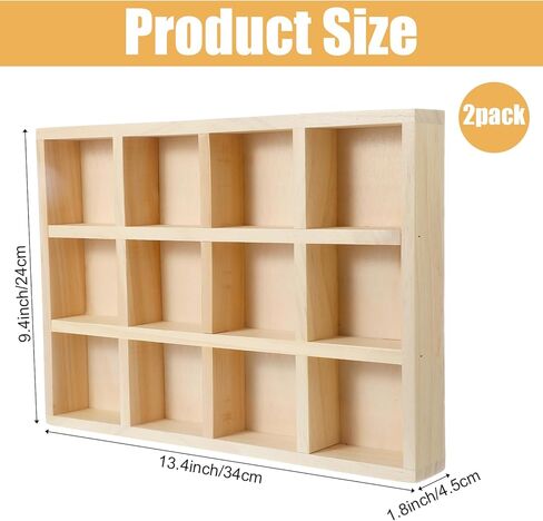 2 Pack Wooden Sorting Tray Grid Display Wood Divided Organizer Rectangular Vanish Finished Section Box for Rings Earrings Necklaces Bracelets (12 Compartments, 12.9 x 9.1 x 1.55 Inch) in Kuwait