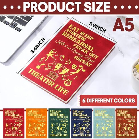 6 Pack Theater Life Leather Notebook Theater Life Gifts Bulk Funny Actress Actor Gifts for Drama Actor Actress Movie Lovers Director Drama Teacher in Saudi Arabia