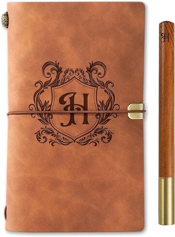 InnoBeta Personalized Gifts for Men, Women, Journal Notebook for Christmas, Birthday, Refillable Sketchbook, Travel Diary, Lined Planner, 7x5 Inches, Brown, H in Kuwait