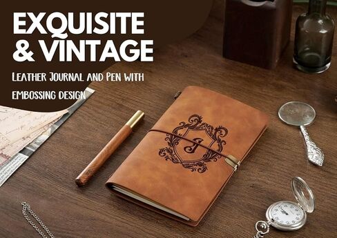 InnoBeta Personalized Gifts for Men, Women, Journal Notebook for Christmas, Birthday, Refillable Sketchbook, Travel Diary, Lined Planner, 7x5 Inches, Brown, H in Saudi Arabia