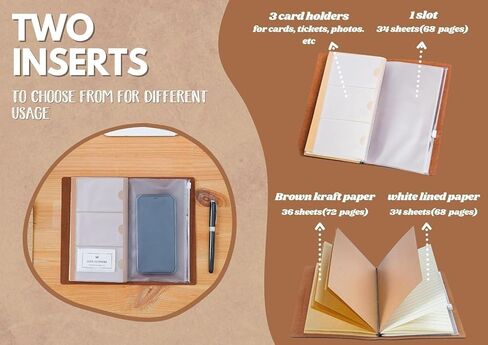 InnoBeta Personalized Gifts for Men, Women, Journal Notebook for Christmas, Birthday, Refillable Sketchbook, Travel Diary, Lined Planner, 7x5 Inches, Brown, H in Saudi Arabia