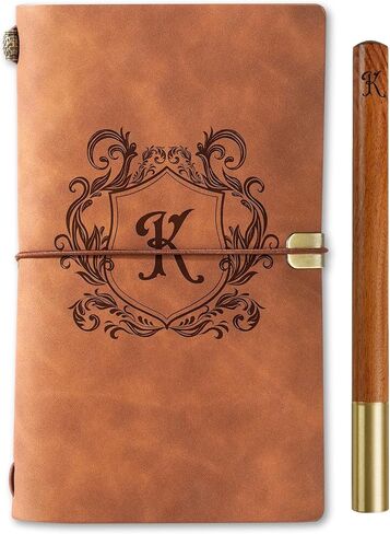 InnoBeta Personalized Gifts for Men, Women, Journal Notebook for Christmas, Birthday, Refillable Sketchbook, Travel Diary, Lined Planner, 7x5 Inches, Brown, H in Saudi Arabia