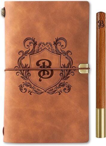 InnoBeta Personalized Gifts for Men, Women, Journal Notebook for Christmas, Birthday, Refillable Sketchbook, Travel Diary, Lined Planner, 7x5 Inches, Brown, H in Saudi Arabia
