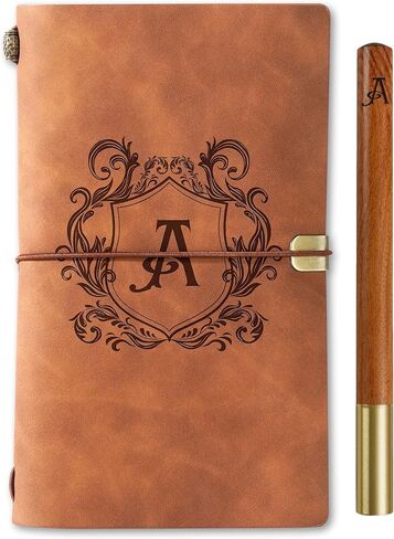 InnoBeta Personalized Gifts for Men, Women, Journal Notebook for Christmas, Birthday, Refillable Sketchbook, Travel Diary, Lined Planner, 7x5 Inches, Brown, H in Saudi Arabia