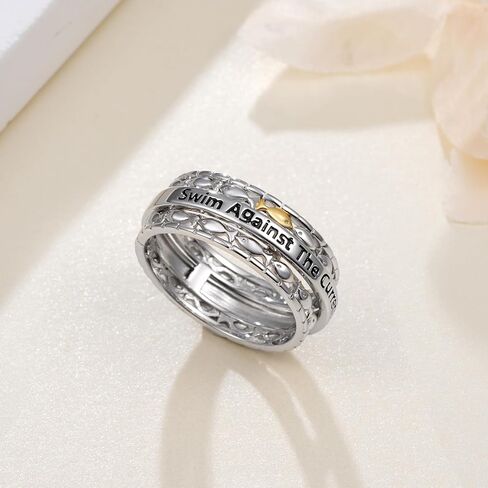 Swim Against The Current Ring 925 Sterling Silver Fish Inspirational Ring Inspirational Jewelry Gifts for Women in Saudi Arabia