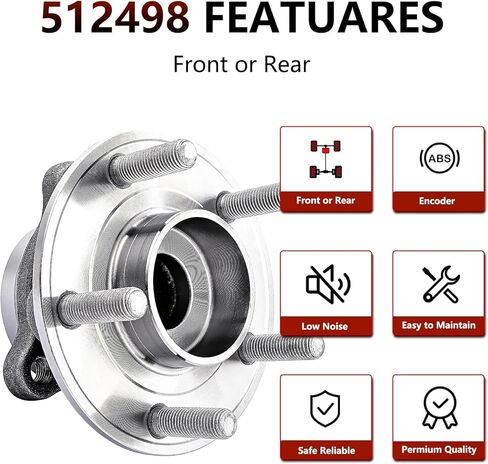 JLEO 512498 AWD محمل العجلات الأمامية أو الخلفية يناسب Ford Fusion 2013-2020 (جميع الموديلات الأمامية/الخلفية/AWD/L4 2.5L 2.0L 1.5L)، استبدال مجموعة محور العجلة يناسب Lincoln MKZ 2013-2016 (1) in Saudi Arabia