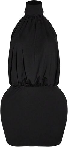 Floerns Women's Plus Size Halter Mini Dress Backless Bodycon Club Date Night Party Dresses in Saudi Arabia
