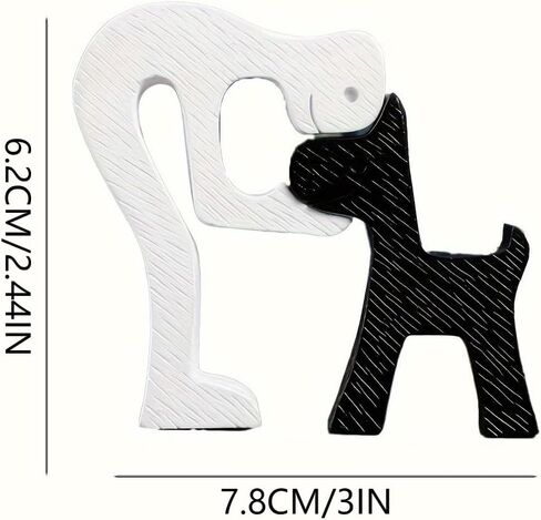 Human & Dog Statue Figurine Sculpture Home Office Decor, Man & Dog Decorative Ornaments to Remember Friendship Between People & Pets (White-Black) in Saudi Arabia