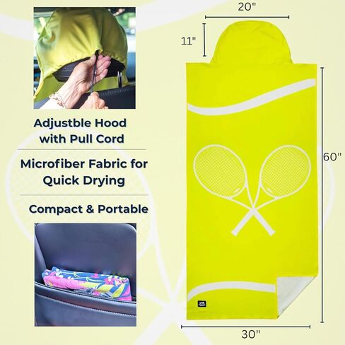 ChalkTalkSPORTS Performance Tennis Seat Cover Towel - Microfiber Hooded Towel Seat Protector - Tennis Time- 30" x 60" Moisture-Wicking in Saudi Arabia