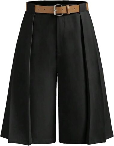 MakeMeChic Women's Elegant Dressy Shorts Pleated Wide Leg High Waisted Shorts in Saudi Arabia