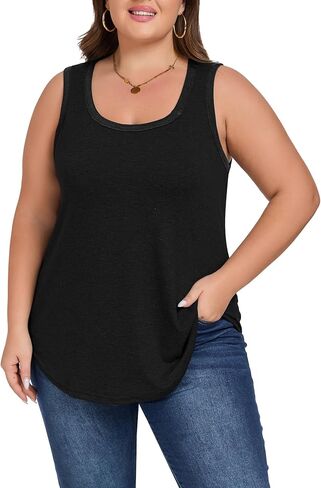 Women's Loose Fit Plus Size Tank Tops Scoop Neck Trendy Sleeveless Tops Summer Casual Flowy Clothes Outfit XL - 5XL in Saudi Arabia