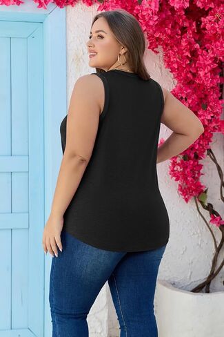 Women's Loose Fit Plus Size Tank Tops Scoop Neck Trendy Sleeveless Tops Summer Casual Flowy Clothes Outfit XL - 5XL in Saudi Arabia