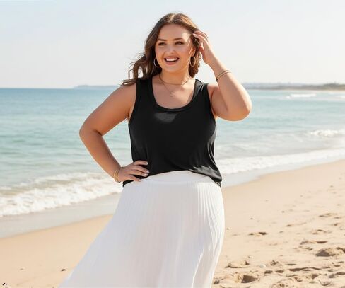 Women's Loose Fit Plus Size Tank Tops Scoop Neck Trendy Sleeveless Tops Summer Casual Flowy Clothes Outfit XL - 5XL in Saudi Arabia