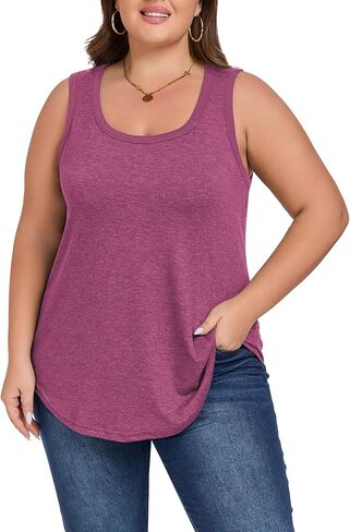 Women's Loose Fit Plus Size Tank Tops Scoop Neck Trendy Sleeveless Tops Summer Casual Flowy Clothes Outfit XL - 5XL in Saudi Arabia