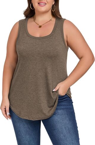 Women's Loose Fit Plus Size Tank Tops Scoop Neck Trendy Sleeveless Tops Summer Casual Flowy Clothes Outfit XL - 5XL in Saudi Arabia