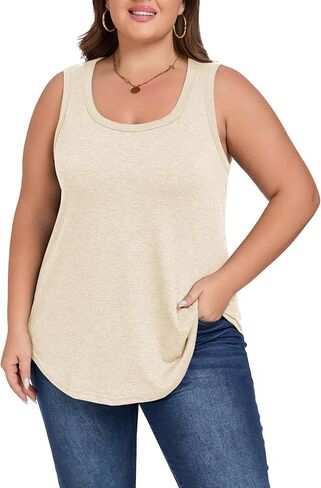 Women's Loose Fit Plus Size Tank Tops Scoop Neck Trendy Sleeveless Tops Summer Casual Flowy Clothes Outfit XL - 5XL in Saudi Arabia