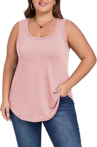 Women's Loose Fit Plus Size Tank Tops Scoop Neck Trendy Sleeveless Tops Summer Casual Flowy Clothes Outfit XL - 5XL in Saudi Arabia