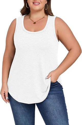 Women's Loose Fit Plus Size Tank Tops Scoop Neck Trendy Sleeveless Tops Summer Casual Flowy Clothes Outfit XL - 5XL in Saudi Arabia