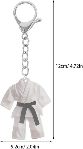 5pcs Black Waistband Taekwondo Suit Key Ring - Acrylic Mini 3D Martial Arts Uniform Keychain for Beginners and Enthusiasts Karate Collectible - Unique Sport Keychains for Teens in Kuwait