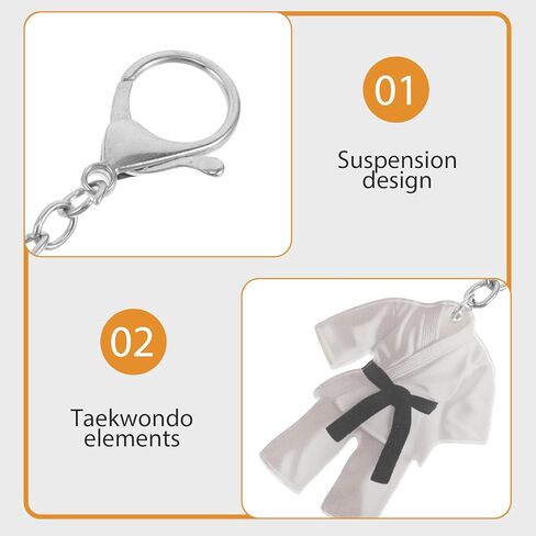 5pcs Black Waistband Taekwondo Suit Key Ring - Acrylic Mini 3D Martial Arts Uniform Keychain for Beginners and Enthusiasts Karate Collectible - Unique Sport Keychains for Teens in Kuwait