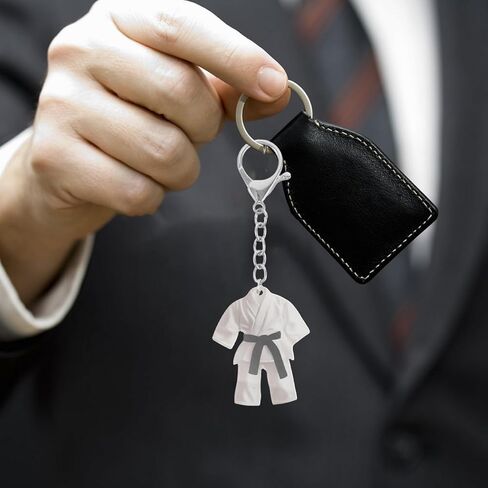 5pcs Black Waistband Taekwondo Suit Key Ring - Acrylic Mini 3D Martial Arts Uniform Keychain for Beginners and Enthusiasts Karate Collectible - Unique Sport Keychains for Teens in Kuwait