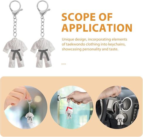 5pcs Black Waistband Taekwondo Suit Key Ring - Acrylic Mini 3D Martial Arts Uniform Keychain for Beginners and Enthusiasts Karate Collectible - Unique Sport Keychains for Teens in Kuwait