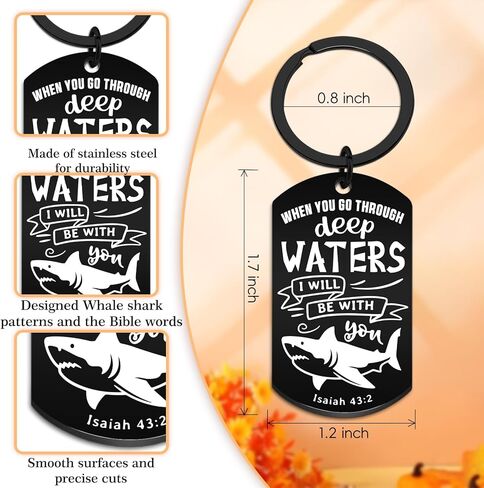 Whale Shark Keychain Shark Stuff Whale Sharks gifts Whaleshark Bible Key Chains Bible Verse Keychain Sharks Accessories SharkWeek Teen Boy Birthday Easter in Kuwait