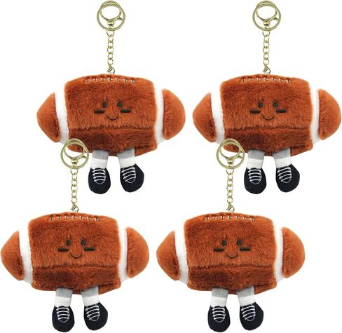 4 Pcs Football Keychain Gift, Rugby American Football Plush Keychain, Football Stuffed Plush Gift for Football Lovers, Birthday Gifts for Men Women Footballs Players in Kuwait
