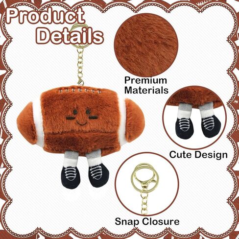 4 Pcs Football Keychain Gift, Rugby American Football Plush Keychain, Football Stuffed Plush Gift for Football Lovers, Birthday Gifts for Men Women Footballs Players in Kuwait
