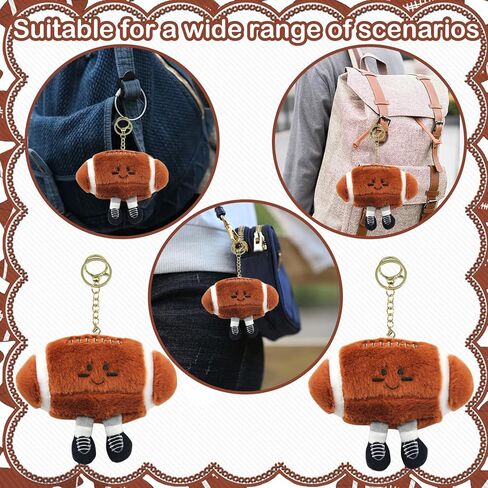 4 Pcs Football Keychain Gift, Rugby American Football Plush Keychain, Football Stuffed Plush Gift for Football Lovers, Birthday Gifts for Men Women Footballs Players in Kuwait