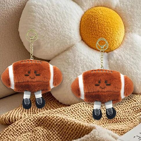 4 Pcs Football Keychain Gift, Rugby American Football Plush Keychain, Football Stuffed Plush Gift for Football Lovers, Birthday Gifts for Men Women Footballs Players in Kuwait