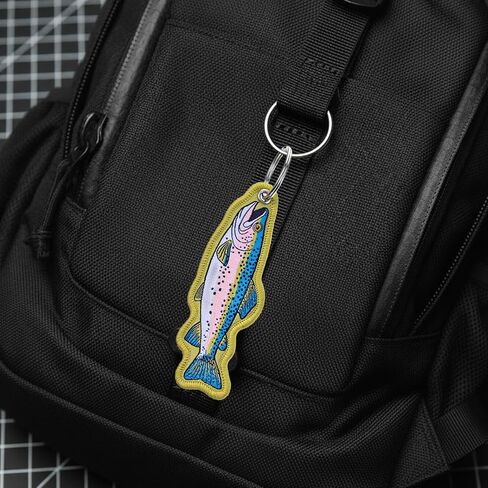 Rainbow Trout Shaped Fish Keychain - Fish Key Chain for Outdoor Men Backpacks, Gift for Fishing Enthusiast in Saudi Arabia