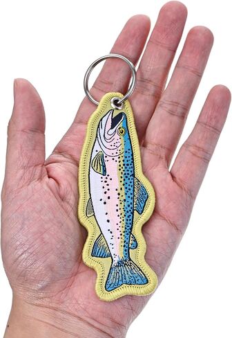 Rainbow Trout Shaped Fish Keychain - Fish Key Chain for Outdoor Men Backpacks, Gift for Fishing Enthusiast in Saudi Arabia
